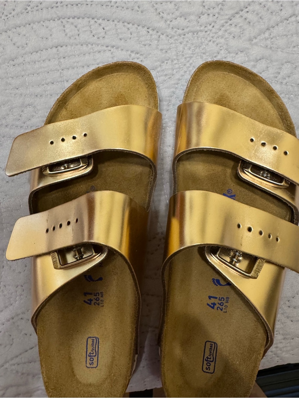 Birkenstock Arizona Two-Strap Sandal in Metallic Rose Gold - Picture 7 of 8